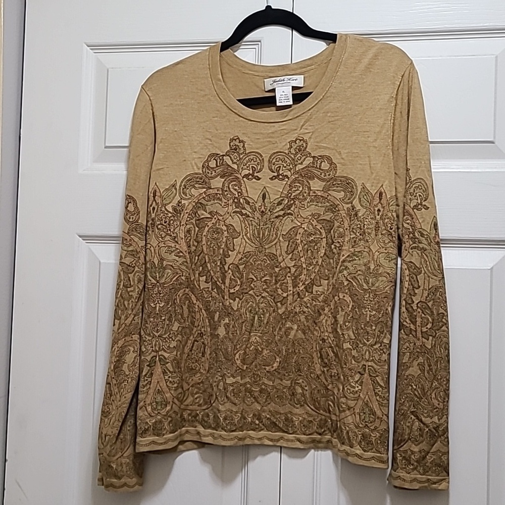 Judith Hart Silk Blend long‎ sleeved xl paisley print top